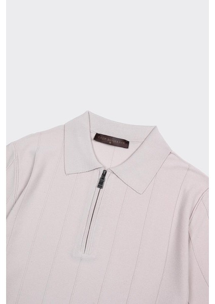 Fermuarlı Polo Yaka Kısa Kol Erkek T-Shirt
