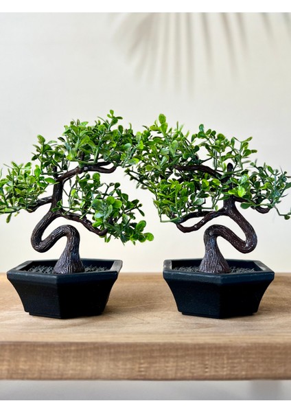 2 Adet Saksılı Mini Yapay Ağaç (13 Cm)