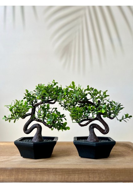 2 Adet Saksılı Mini Yapay Ağaç (13 Cm)