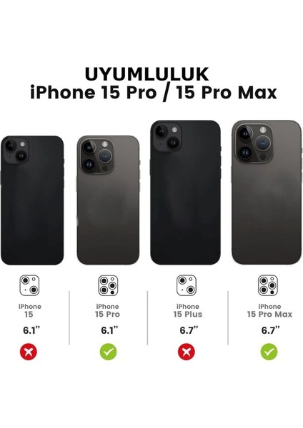 iPhone 15 Pro ve iPhone 15 Pro Max Uyumlu Premium Safir Cam Kamera Lens ve Çerçeve Yüzey Koruyucu