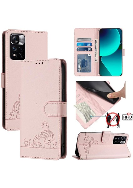 Xiaomi Redmi Not 11 Için Kılıf Pro Kart Yuvası Tutucu Kickstand Cüzdan Çevirin (Yurt Dışından)