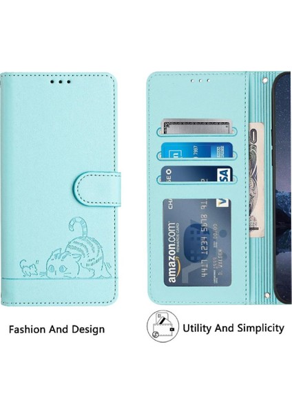 Xiaomi Redmi Için Not 11R Kedi Rfıd Cüzdan Kapak Çevirin Kart Yuvası Tutucu (Yurt Dışından)