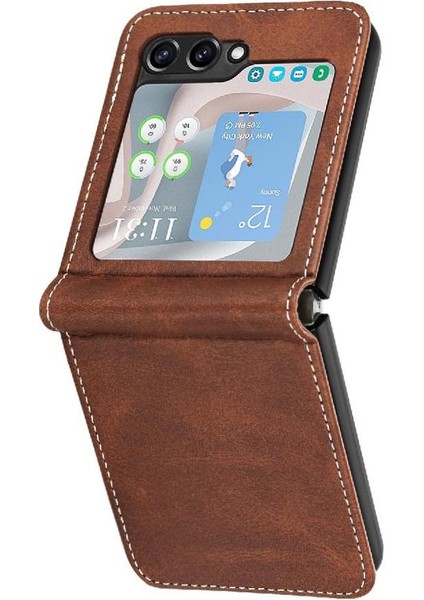 Samsung Galaxy Z Flip 5 5g Saf Renk Kickstand ile Flip Case (Yurt Dışından)