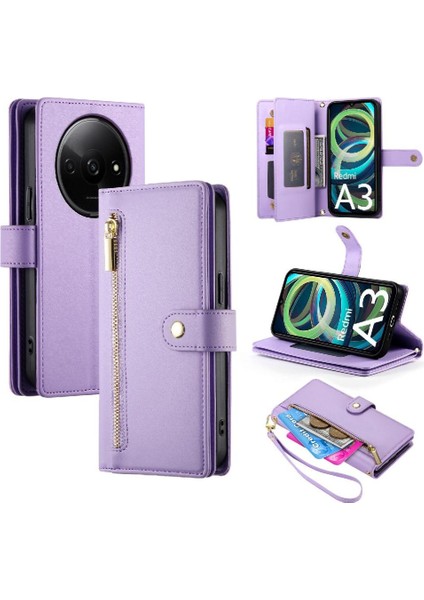 Xiaomi Redmi A3 Için Flip Case Çok Fonksiyonlu Kart Yuvaları Cüzdan Kickstand (Yurt Dışından)