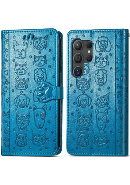 Samsung Galaxy S24 Ultra Kapak Kapak Için Kılıf Kısa Kayış Karikatür Hayvanlar (Yurt Dışından)