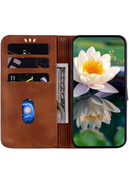 IPhone 13 Için Flip Case Pro Max Kabartma Lotus Çiçek Manyetik Kickstand (Yurt Dışından)