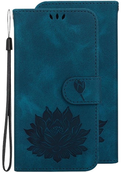 IPhone 15 Için Flip Case Artı Kickstand Cüzdan Manyetik Kabartma Lotus (Yurt Dışından)