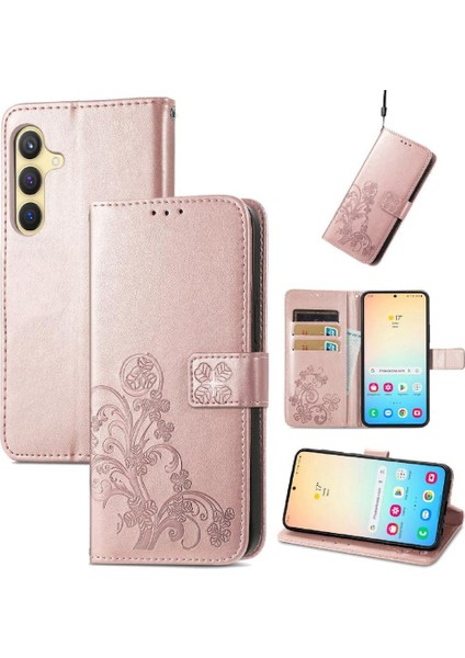 Samsung Galaxy S24 Artı Kısa Kayış Flip Kapak Dört Yapraklı Yonca (Yurt Dışından)