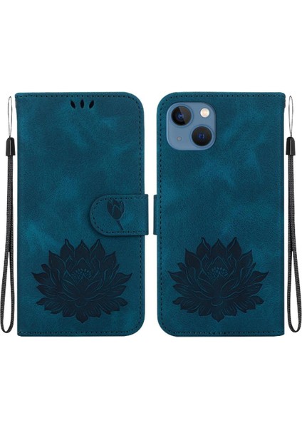 IPhone 13 Mini Kickstand Kabartma Lotus Çiçek Kickstand Için Flip Case (Yurt Dışından)