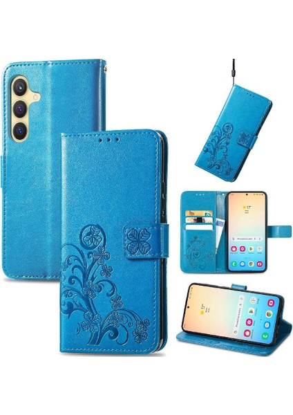 Samsung Galaxy S24 Artı Kısa Kayış Flip Kapak Dört Yapraklı Yonca (Yurt Dışından)