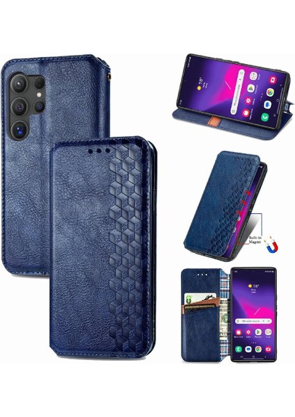 Samsung Galaxy S24 Ultra Cüzdan Fonksiyonu Için Kılıf Kapak Çevirin Deri Kılıf (Yurt Dışından)