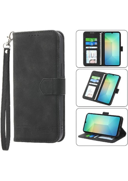 Samsung Galaxy A06 Kart Yuvaları Bileklik Manyetik Kapatma Için Flip Case (Yurt Dışından)