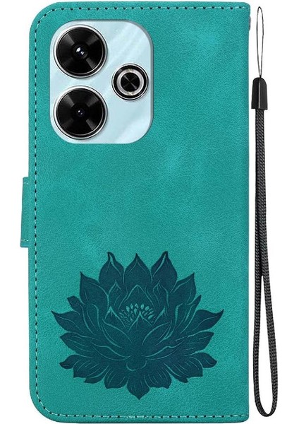 Xiaomi Poco M6 4g Manyetik Kabartma Lotus Çiçek Kickstand Için Flip Case (Yurt Dışından)
