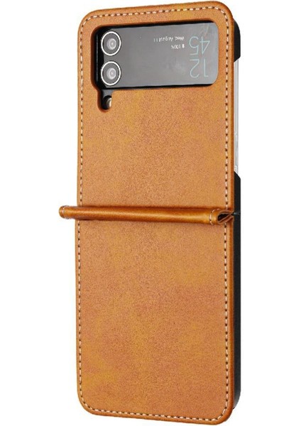 Samsung Galaxy Z Flip Case 3 5g Pu Deri Saf Renk Kickstand (Yurt Dışından)