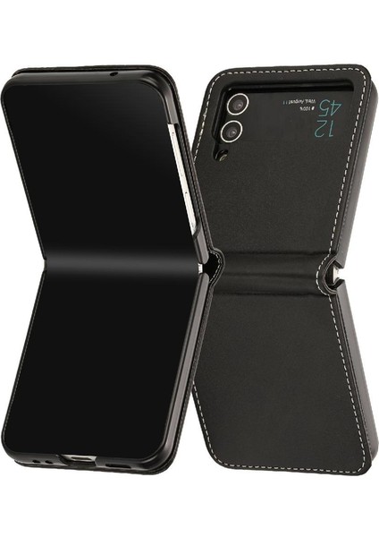 Samsung Galaxy Z Flip Case 3 5g Pu Deri Saf Renk Kickstand (Yurt Dışından)