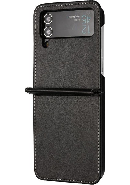 Samsung Galaxy Z Flip Case 3 5g Pu Deri Saf Renk Kickstand (Yurt Dışından)