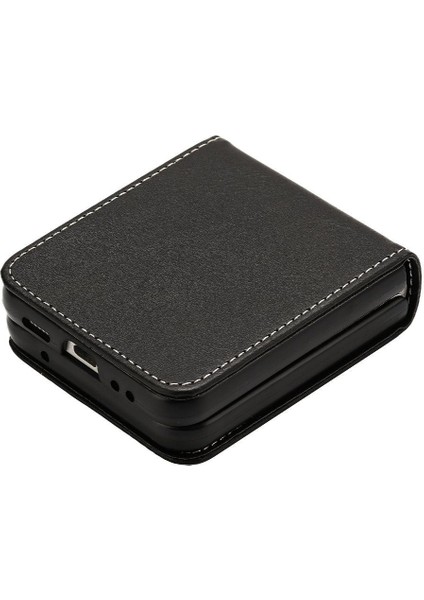 Samsung Galaxy Z Flip Case 3 5g Pu Deri Saf Renk Kickstand (Yurt Dışından)
