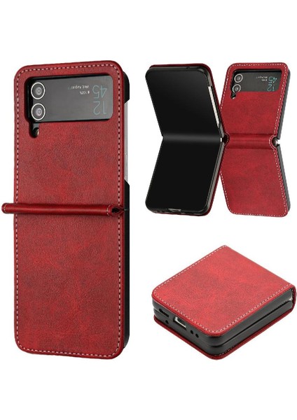 Samsung Galaxy Z Flip Case 4 5g Toka ile Kickstand Saf Pu (Yurt Dışından)
