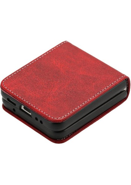 Samsung Galaxy Z Flip Case 4 5g Toka ile Kickstand Saf Pu (Yurt Dışından)