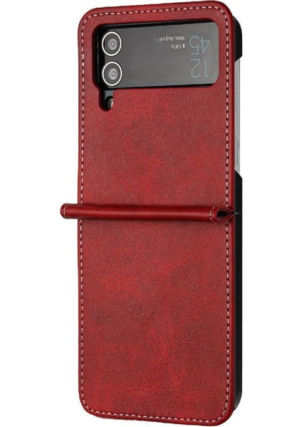 Samsung Galaxy Z Flip Case 4 5g Toka ile Kickstand Saf Pu (Yurt Dışından)
