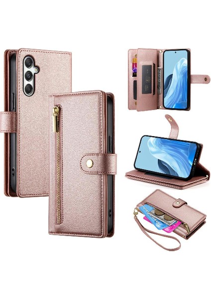 Samsung Galaxy M35 Bilek Kayışı Çok Fonksiyonlu Kart Yuvaları Için Flip Case (Yurt Dışından)