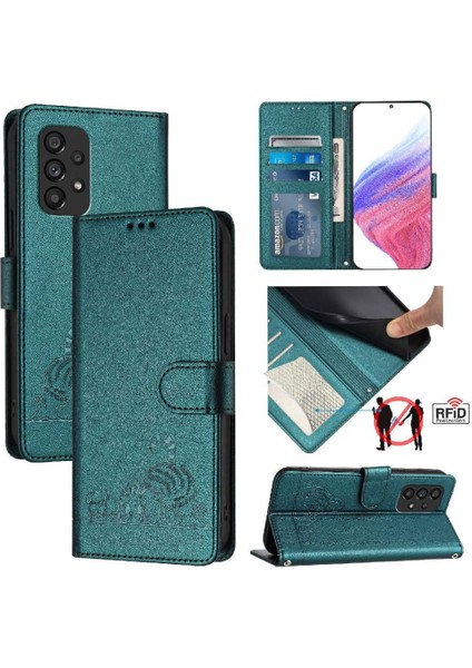 Samsung Galaxy A53 5g Için Kılıf Cüzdan Kapak Çevirin Kedi Rfıd Kart Yuvası Tutucu (Yurt Dışından)