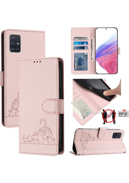 Samsung Galaxy A51 4g Kart Yuvası Tutucu Için Kickstand Cüzdan Flip Kedi (Yurt Dışından)