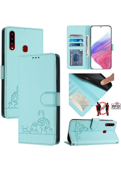 Samsung Galaxy A20S Cüzdan Kapak Çevirin Kart Yuvası Tutucu Kickstand (Yurt Dışından)