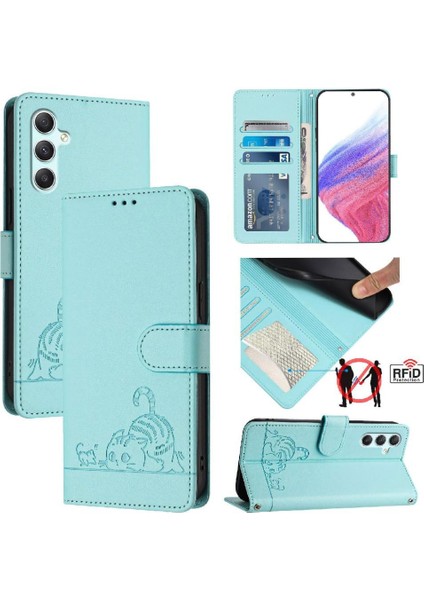 Samsung Galaxy A34 5g Kart Yuvası Tutucu Için Kickstand Kedi Rfıd Cüzdan (Yurt Dışından)
