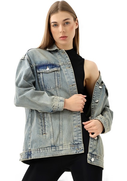 Kadın Oversize Denim Ceket