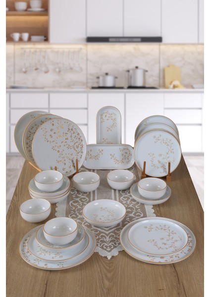 Flower Beyaz Gold 6 Kişilik 26 Parça Yemek Takımı