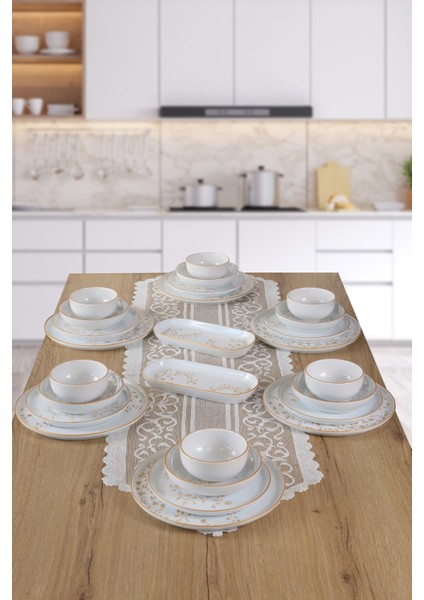 Flower Beyaz Gold 6 Kişilik 26 Parça Yemek Takımı fiyatları
