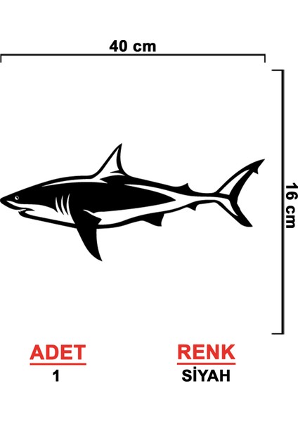 Köpek Balığı Sticker - Balık Sticker - Oto Sticker - Araba Sticker - Araç Sticker