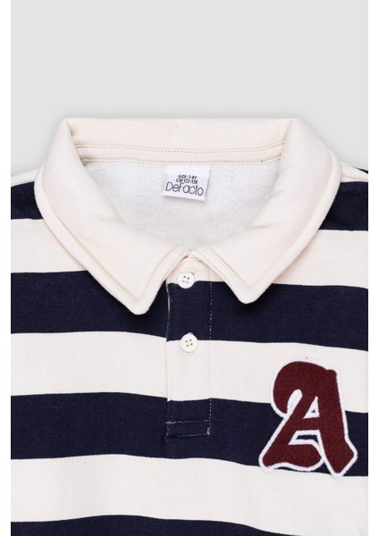 Erkek Çocuk Polo Yaka Çizgili Nakışlı Sweatshirt C9795A824AU fiyatları