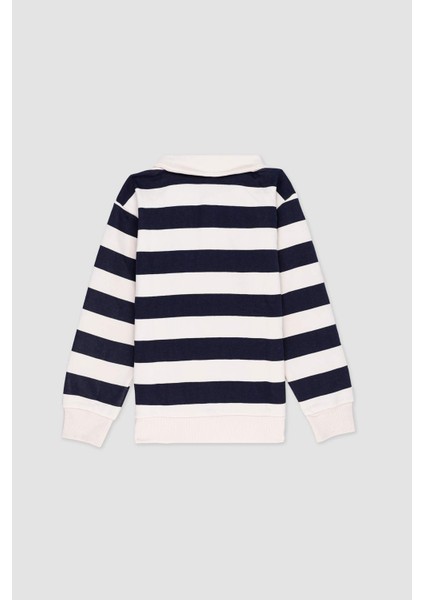 Erkek Çocuk Polo Yaka Çizgili Nakışlı Sweatshirt C9795A824AU modelleri