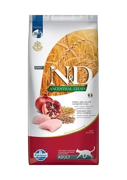 Nd Düşük Tahıllı Tavuk ve Narlı Yetişkin Kedi Maması 10 kg