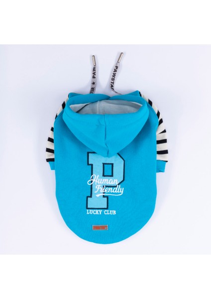 Turkuaz Lucky Club Polarlı Küçük Irk Köpek Sweatshirtü