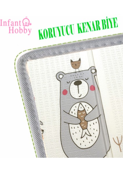 Infant Hobby Forest Katlanabilir Çift Taraflı Oyun Matı Oyun Halısı 160 x 180 x 1 cm