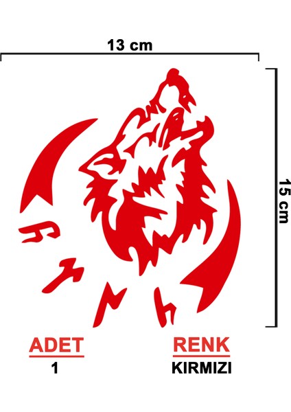 Kurt Sticker - Göktürkçe Türk Sticker - Oto Sticker - Araba Sticker - Araç Sticker - Cam Sticker