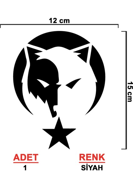 Kurt Ay Yıldız Sticker - Kurt Sticker - Araç Sticker - Araba Sticker - Oto Sticker - Cam Sticker fiyatları