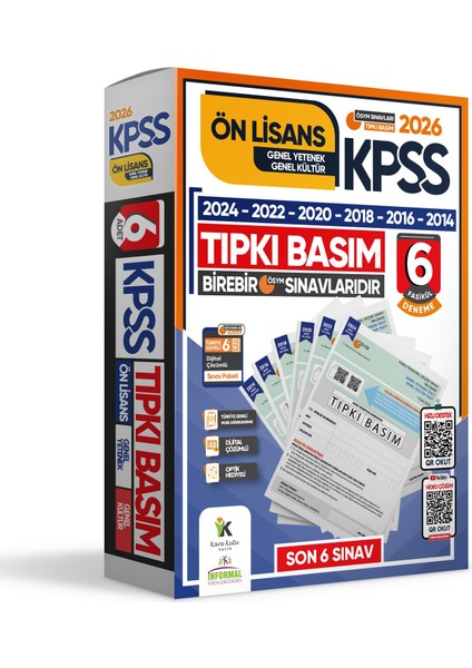 2026 KPSS Ön Lisans ÖSYM Çıkmış Soru Tıpkı Basım 6'lı Deneme Paketi Türkiye Geneli Dijital Çözümlü