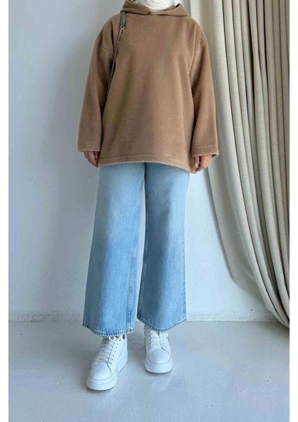 Kapşonlu Camel Sweatshirt