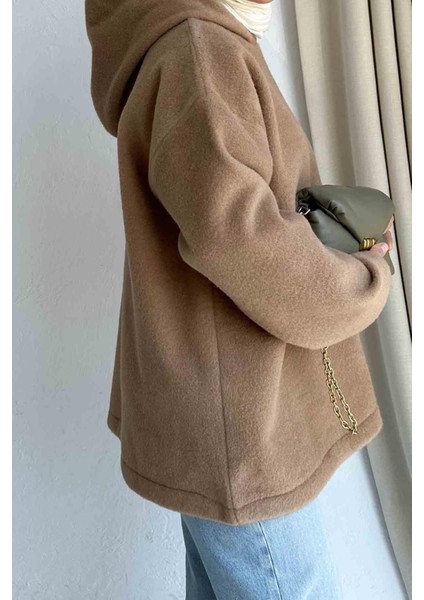 Kapşonlu Camel Sweatshirt