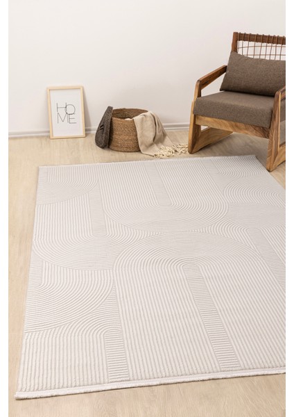 Farahan Beyaz Geometrik Tozumaz Salon Koridor Balkon Teras Bahçe Oturma Odası Halısı A0861A