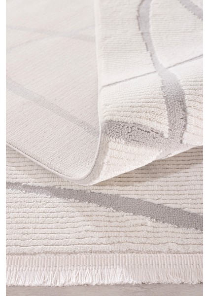 Farahan Krem Gri Geometrik Tozumaz Salon Koridor Balkon Teras Bahçe Oturma Odası Halısı A0858A modelleri
