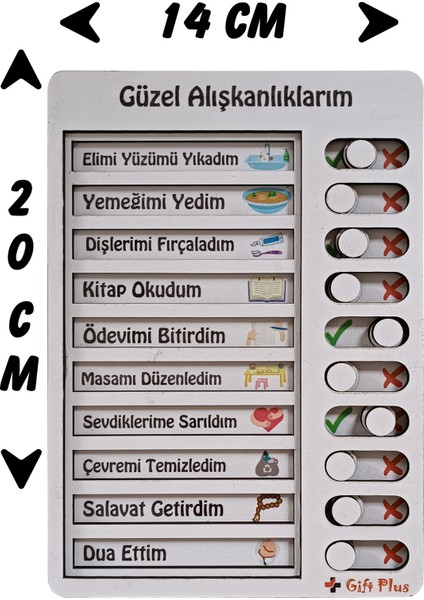 Ahşap Güzel Alışkanlıklarım-Günlük Rutin Listesi-Kontrol Listesi-Eğitici Oyuncak