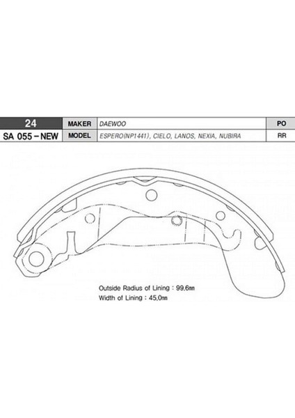 Arka Pabuç Balata Corsa C-Vectra A-Astra F-Lacetti 05 Nubira 03 GS8543 x 12
