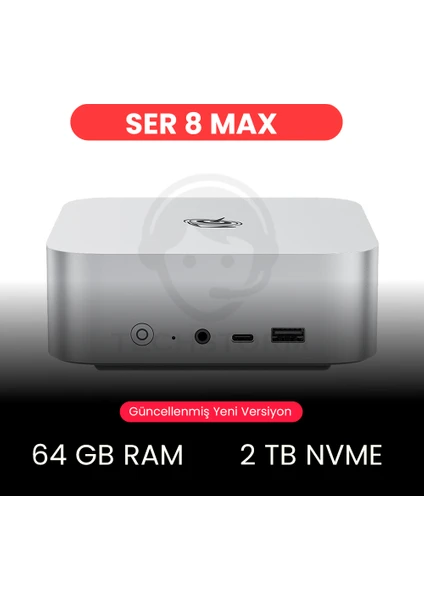 Ser8  Max Amd Ryzen 7 8845HS 64GB Ddr5 2 Tb Nvme WIN11 Pro Mini Pc