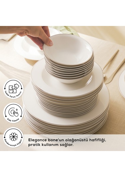 Elegance Bone Lexi 53 Parça 12 Kişilik Yemek Takımı Platin