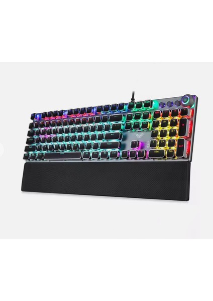 Shopfast Aula Oyun Klavyesi F2088 Mekanik Klavye Oyun Klavyesi Mavi Switch Gökkuşağı Aydınlatmalı Makro Tuşlu Rgb